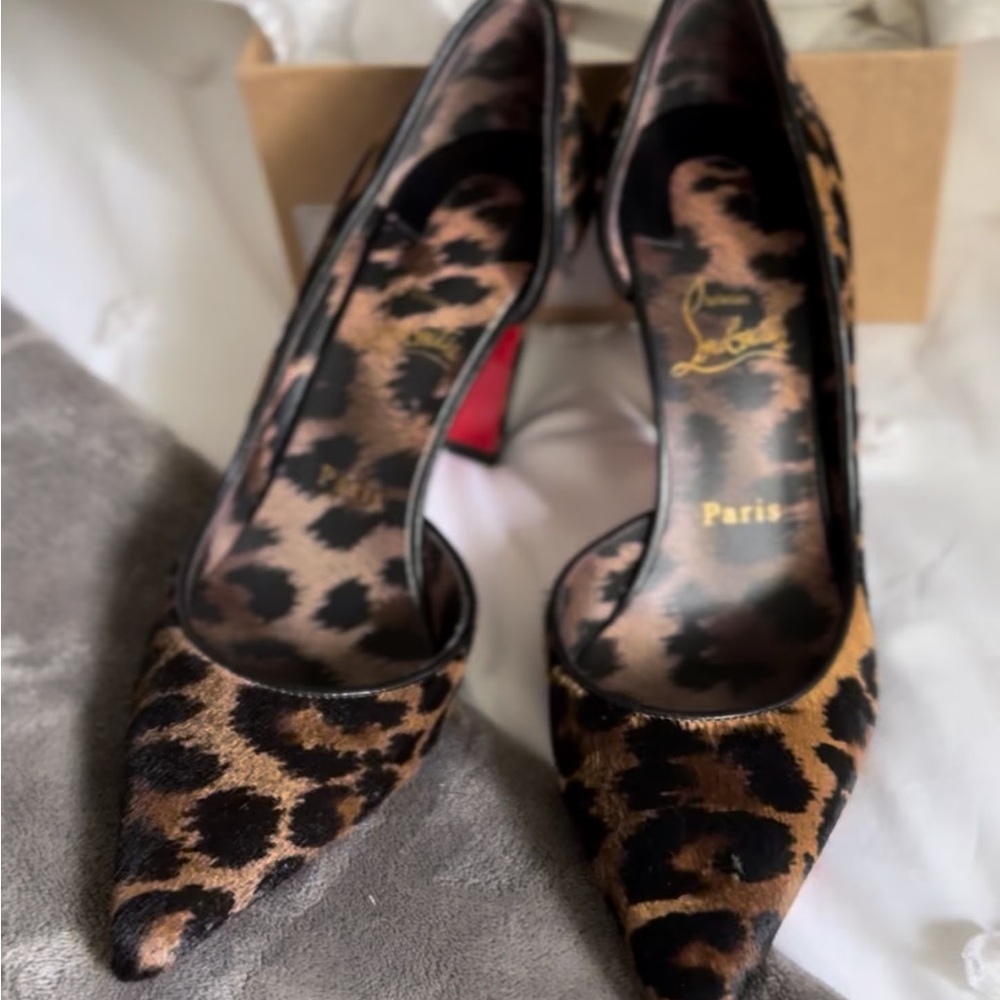 Christian Louboutin Leopard Pony Kitty Vibella 85 size 38